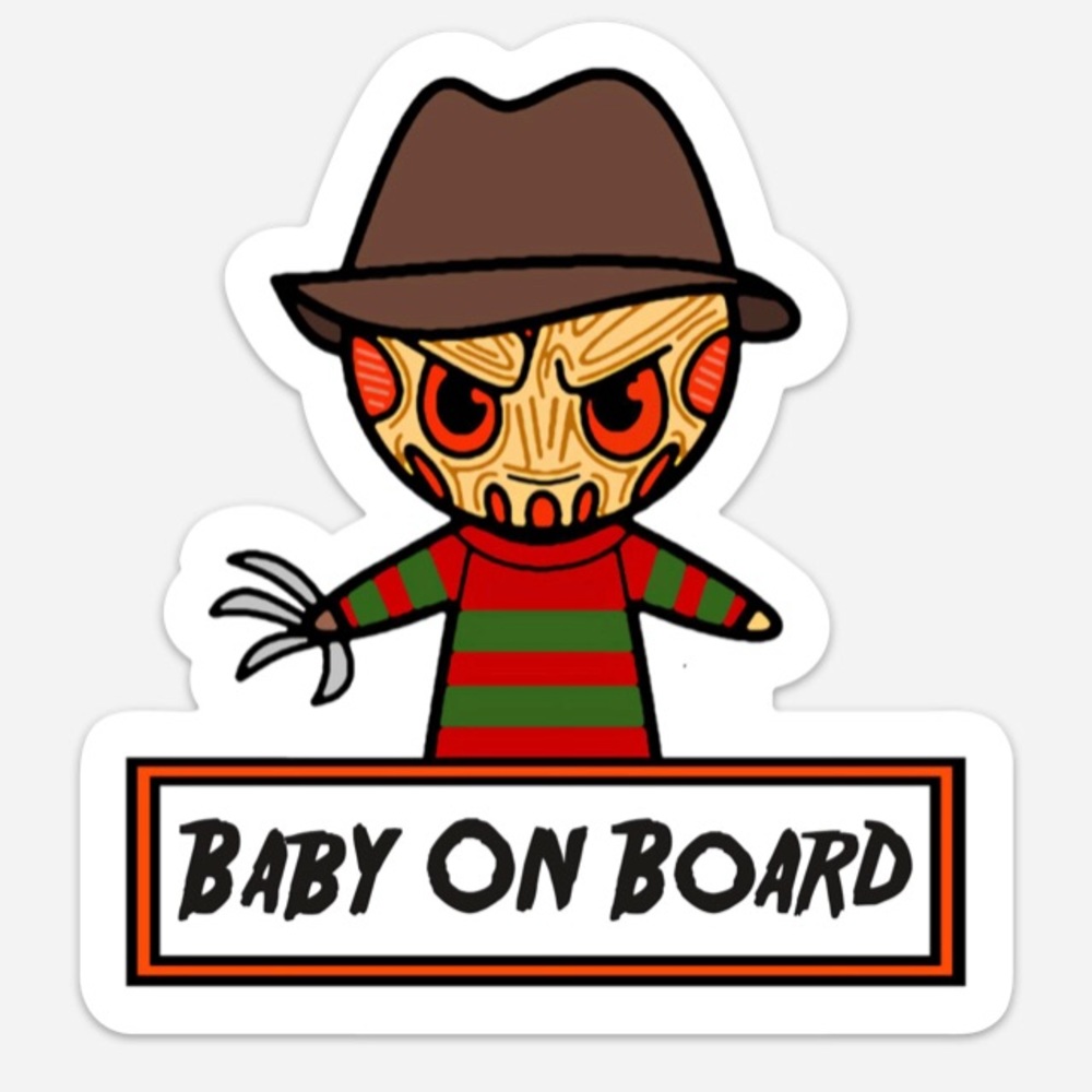 Freddy Krueger Baby on Board Decal Horror